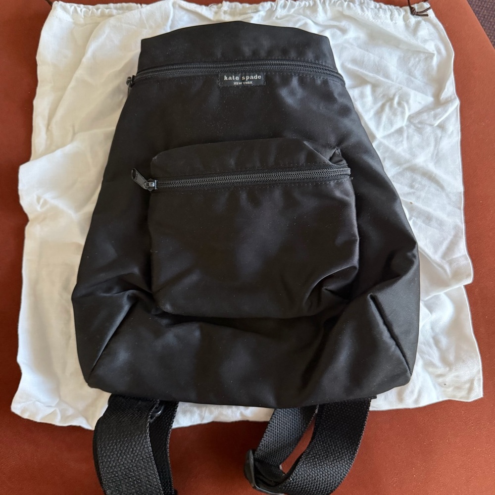 KATE SPADE black Nylon Backpack with dust bag. EUC